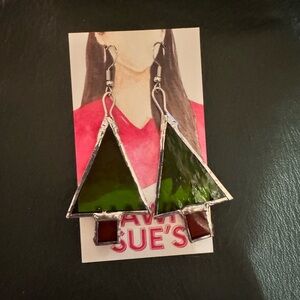 Beautiful Stain Glass ChristmasTree Earrings